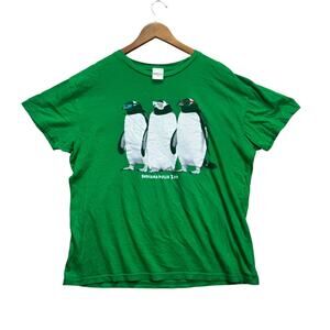 VTG Penguins Sunglasses Indianapolis Zoo Green Tee Funny Animals T-Shirt L